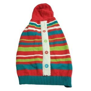 Pet Holiday Collection multi color stripped sweater with hood L